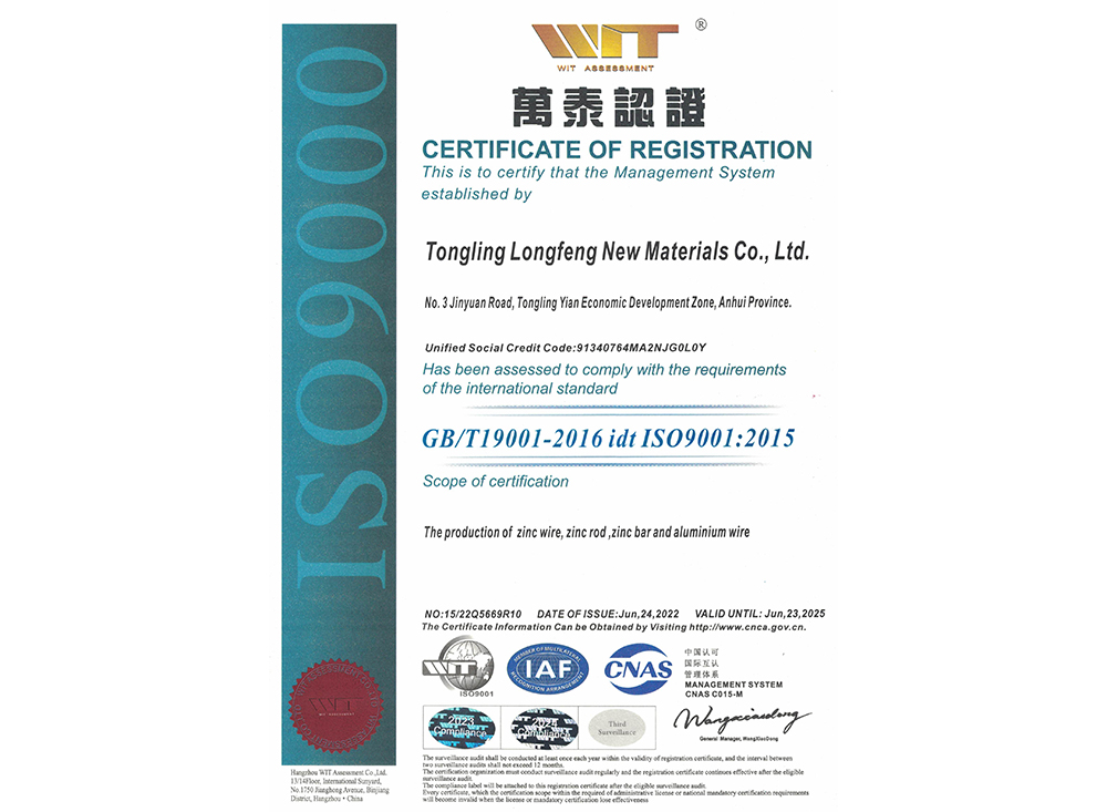 ISO9001質量體系證書（英）